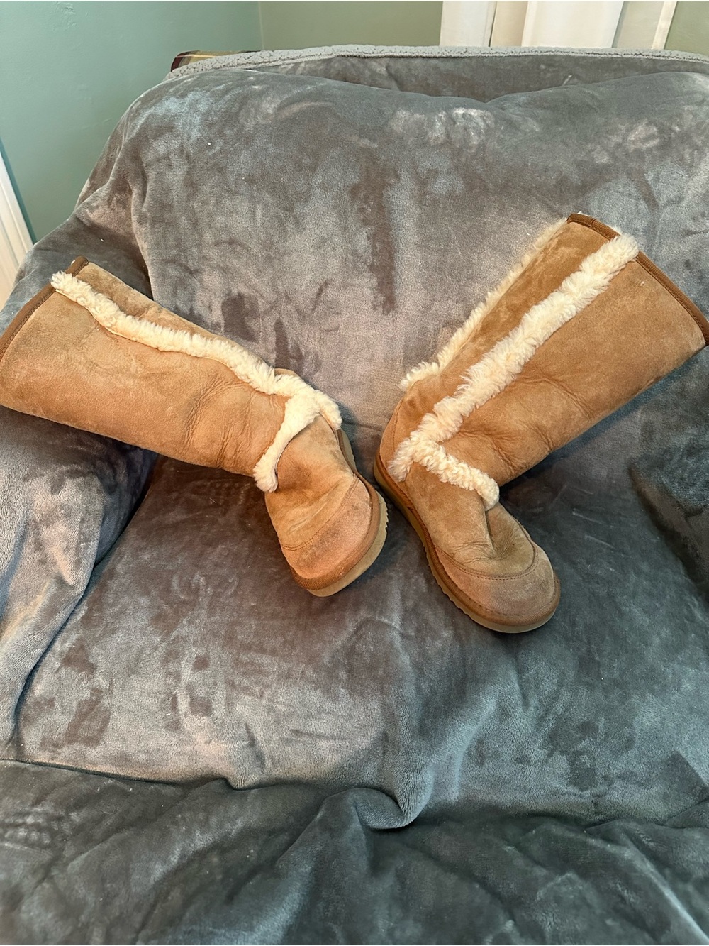 UGG Tall Boots with Shearling Trim in Tan
